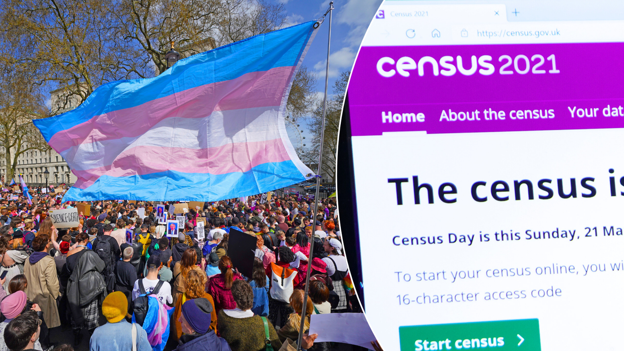 Trans pride protest/Census 2021 screen
