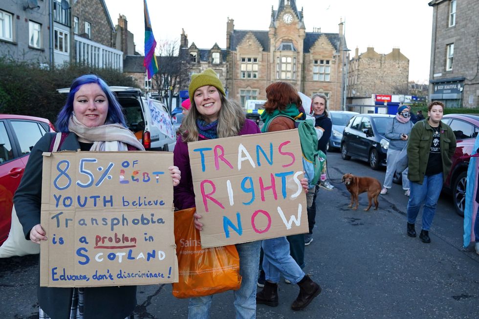 Trans rights activists take part in a demonstration
