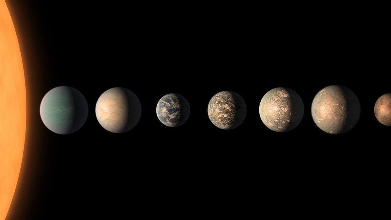 TRAPPIST-1 solar system, artist's rendition