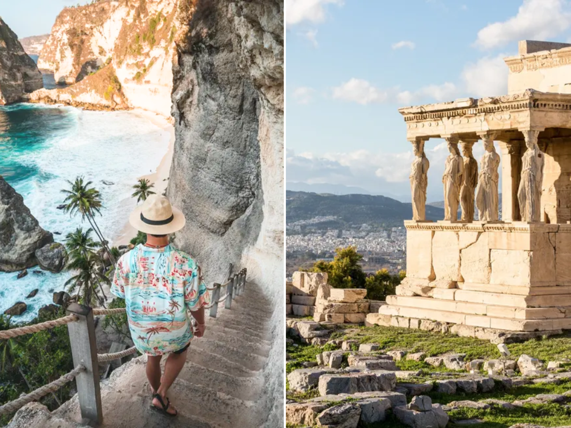 Traveller in Bali, Indonesia / The Acropolis, Athens