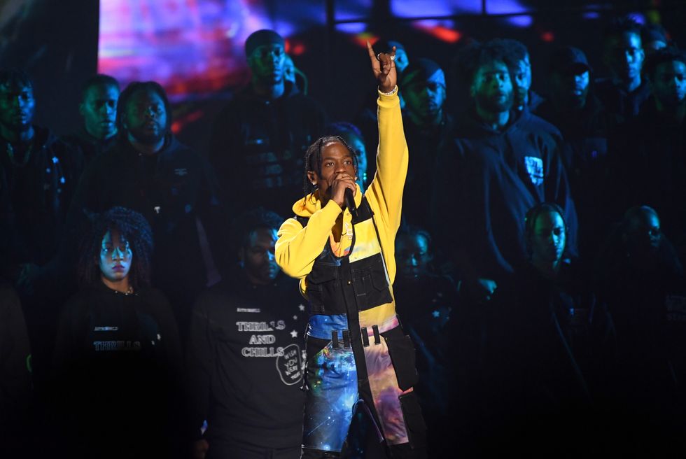Travis Scott performs on stage at the 2018 MTV Video Music Awards held at Radio City Music Hall in New York, USA. Picture date: Monday August 20, 2018. See PA Story SHOWBIZ VMAs. Photo credit should read: PA/PA Wire