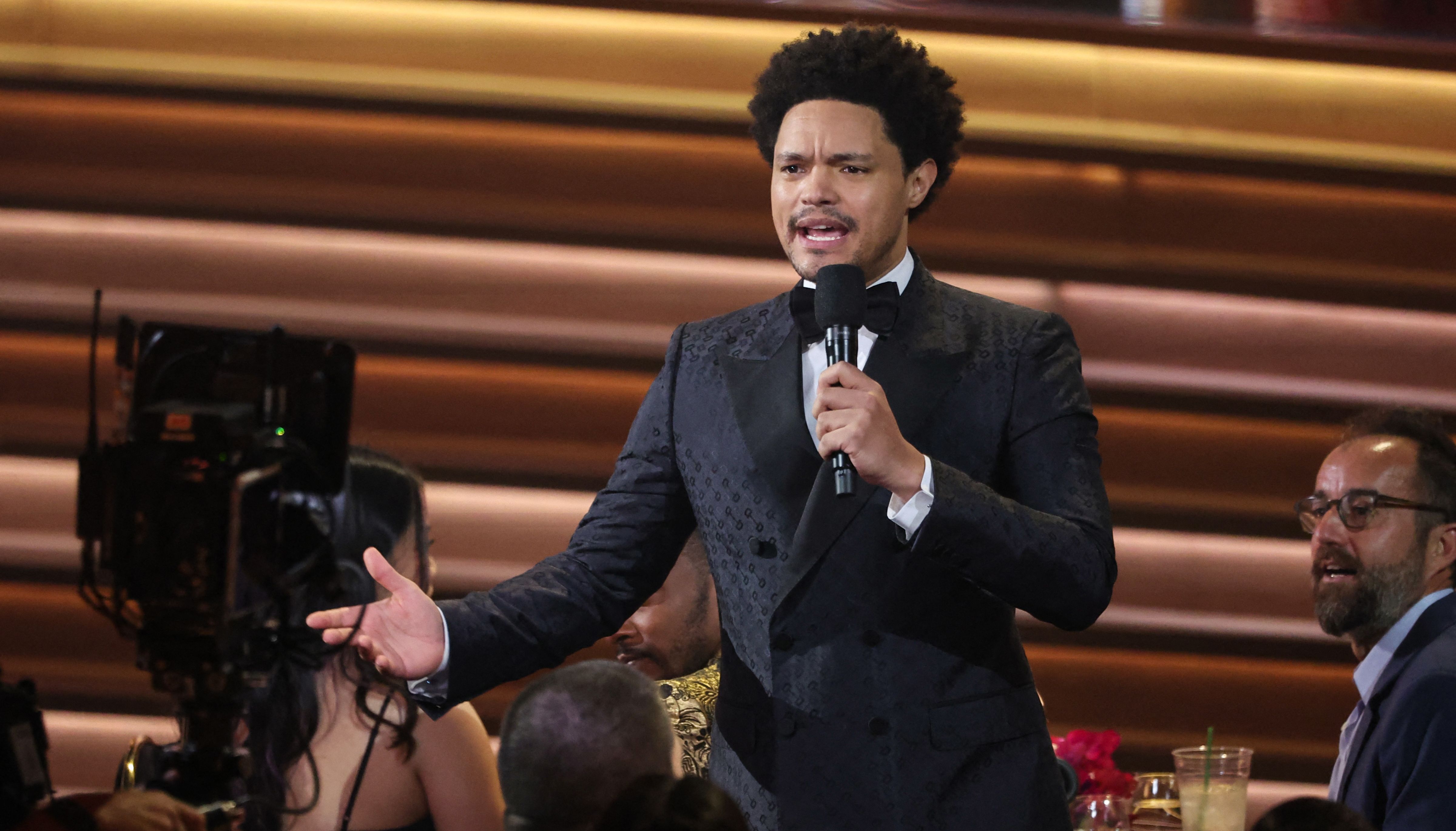 Trevor Noah hosts the 64th Annual Grammy Awards show at the MGM Grand Garden Arena in Las Vegas, Nevada, U.S., April 3, 2022. REUTERS/Mario Anzuoni