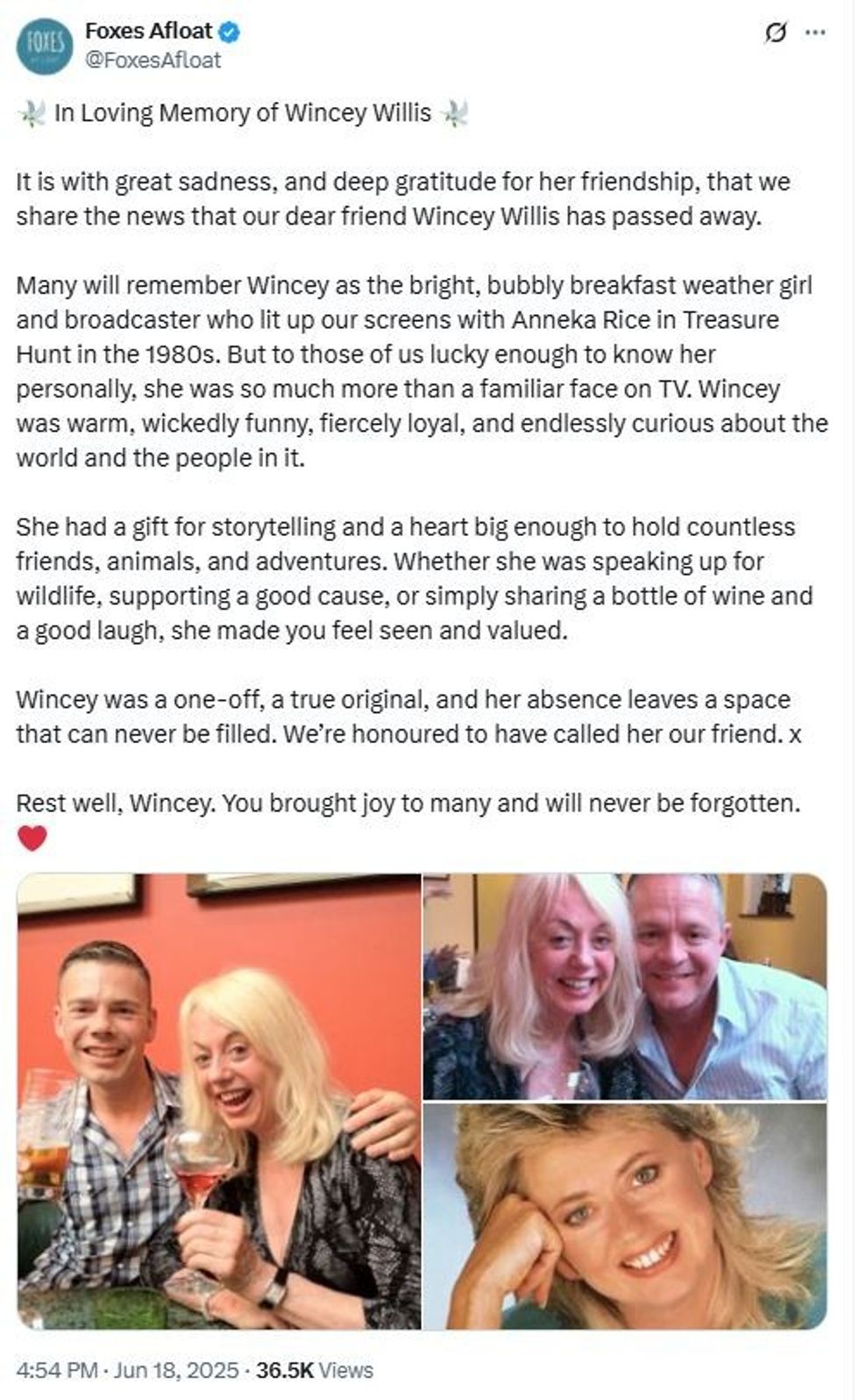 Tributes for Wincey WIllis
