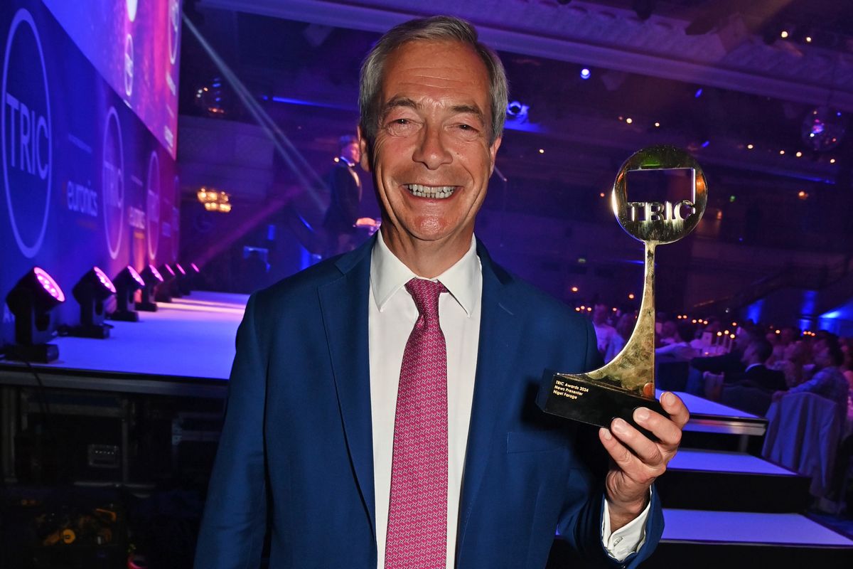 TRIC Awards 2024: Nigel Farage celebrates
