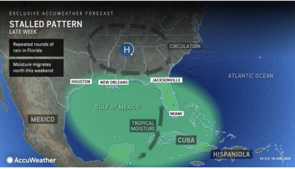Tropical moisture moves north