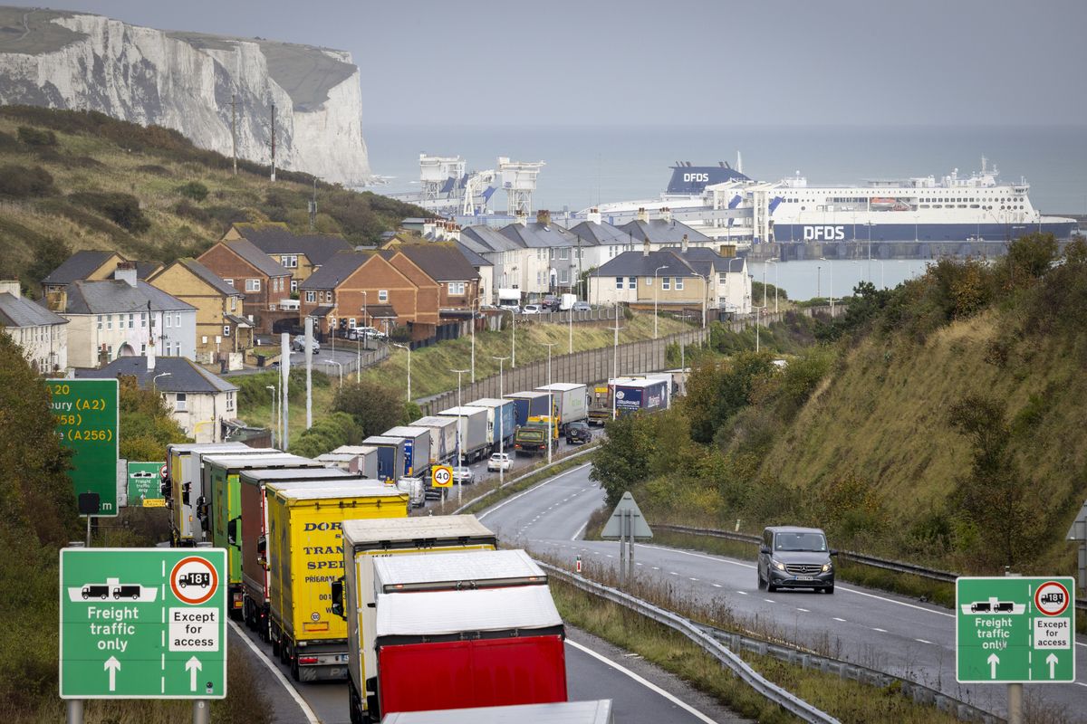 Truckers queuing to cross the English Channel