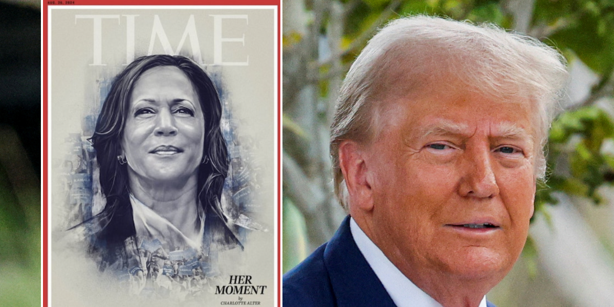 NextImg:Donald Trump compliments 'beautiful' Kamala Harris that 'looks like Melania' on TIME cover