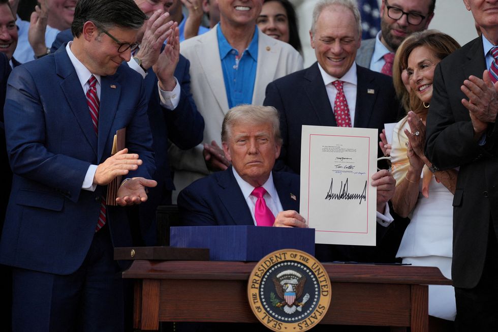 Trump presents a sweeping spending and tax legislation, known as the "One Big Beautiful Bill Act," \u200b