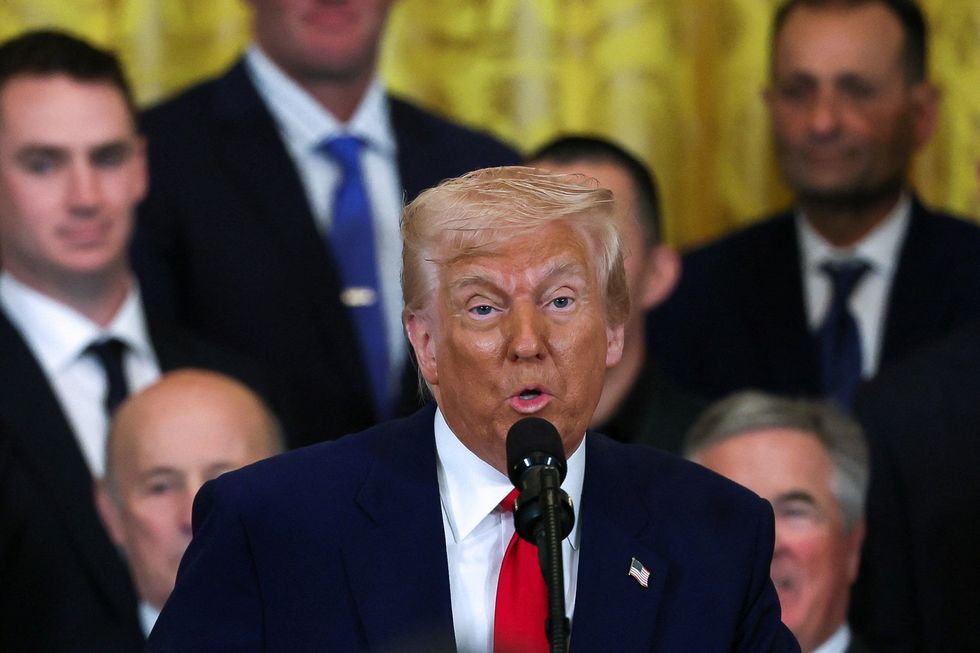 Trump speaks during a ceremony honoring the members of the 2024 World Series Champion Los Angeles Dodgers\u200b
