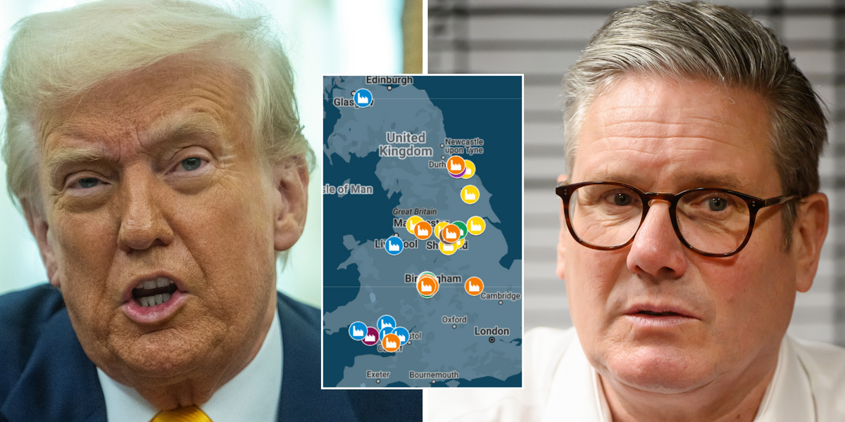 NextImg:MAPPED: The UK hotspots where Donald Trump's steel tariffs risk economic meltdown - is YOUR area on the list?