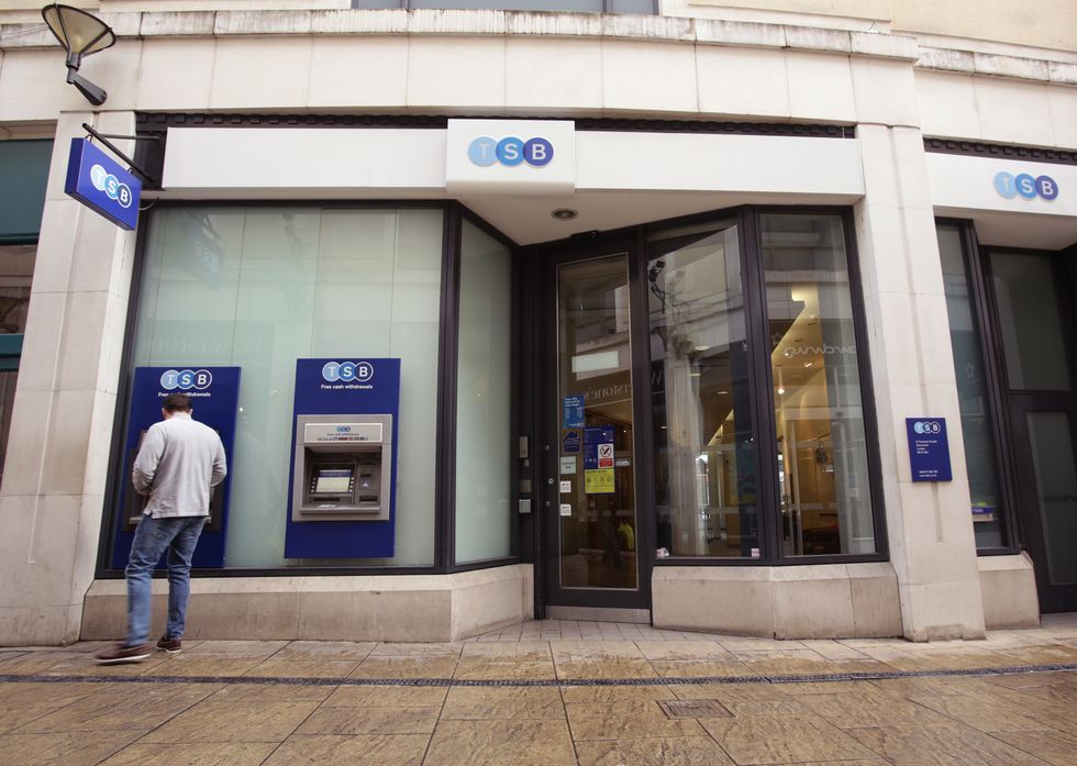 TSB bank branch with person using the ATM