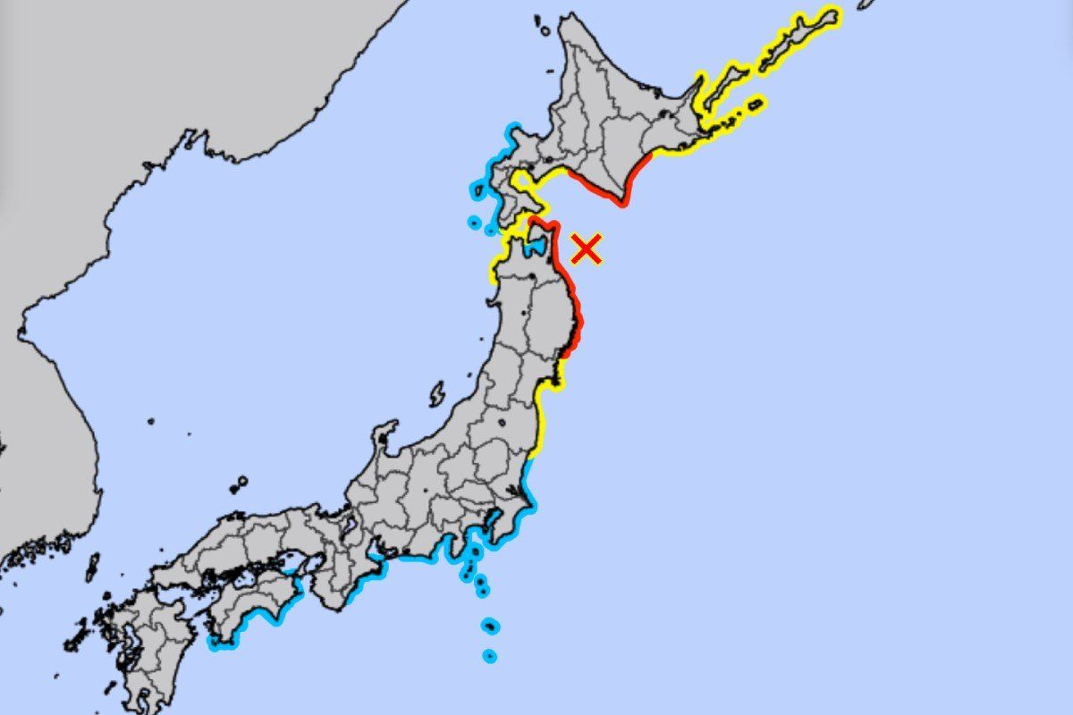 Tsunami map for Japan