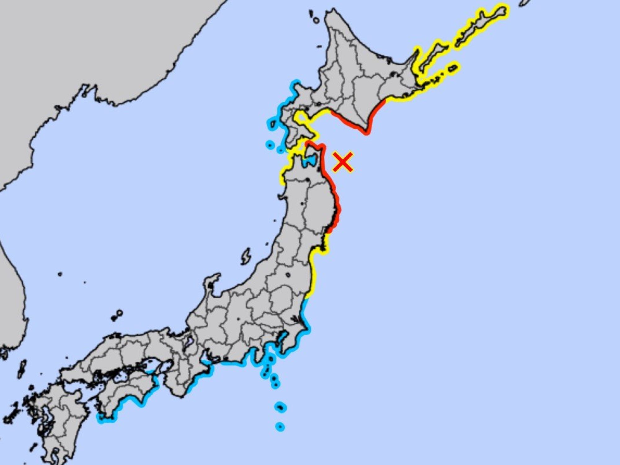 Tsunami map for Japan
