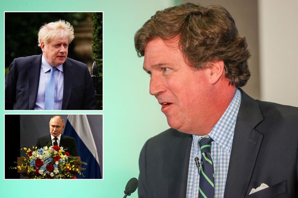 Tucker Carlson, Boris Johnson, Vladimir Putin