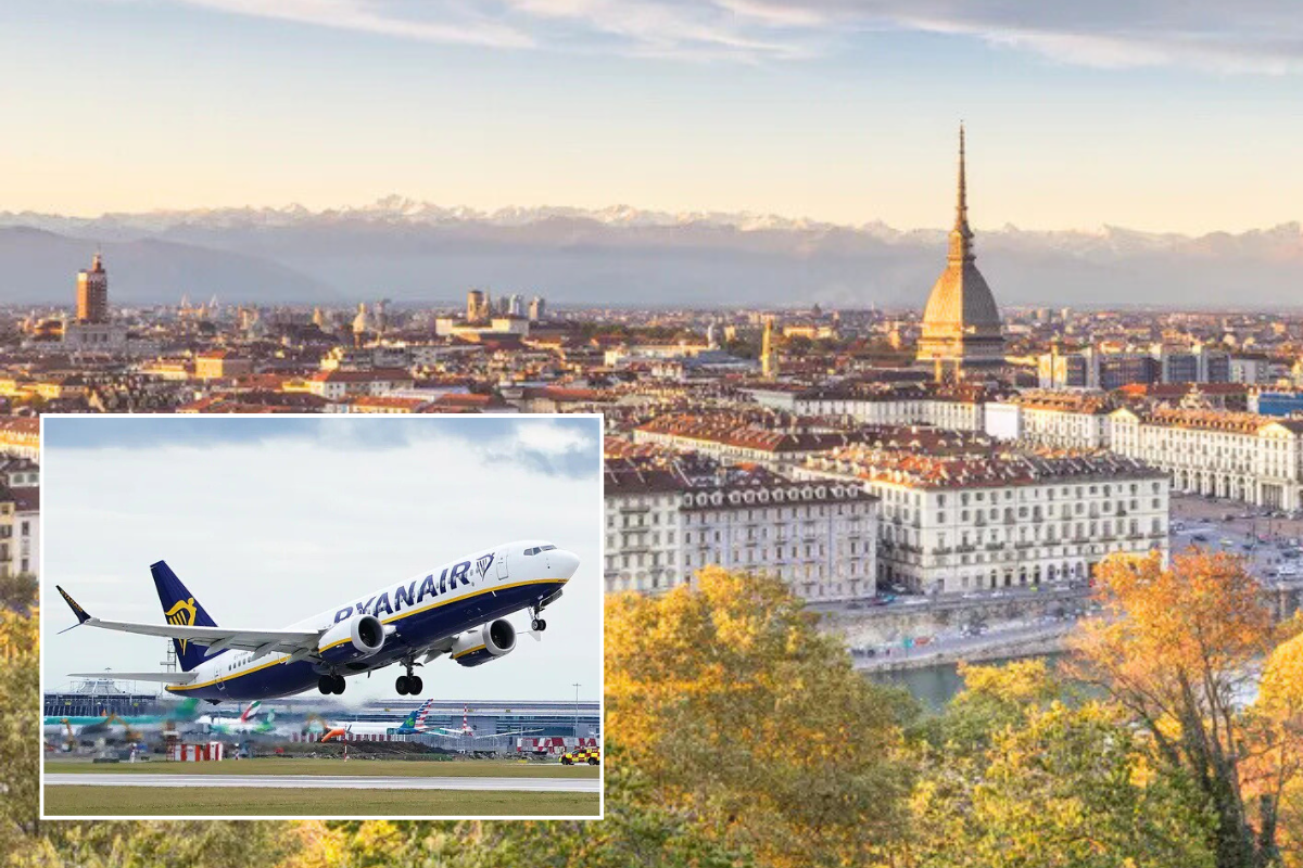 Turin in Italy / Ryanair plane