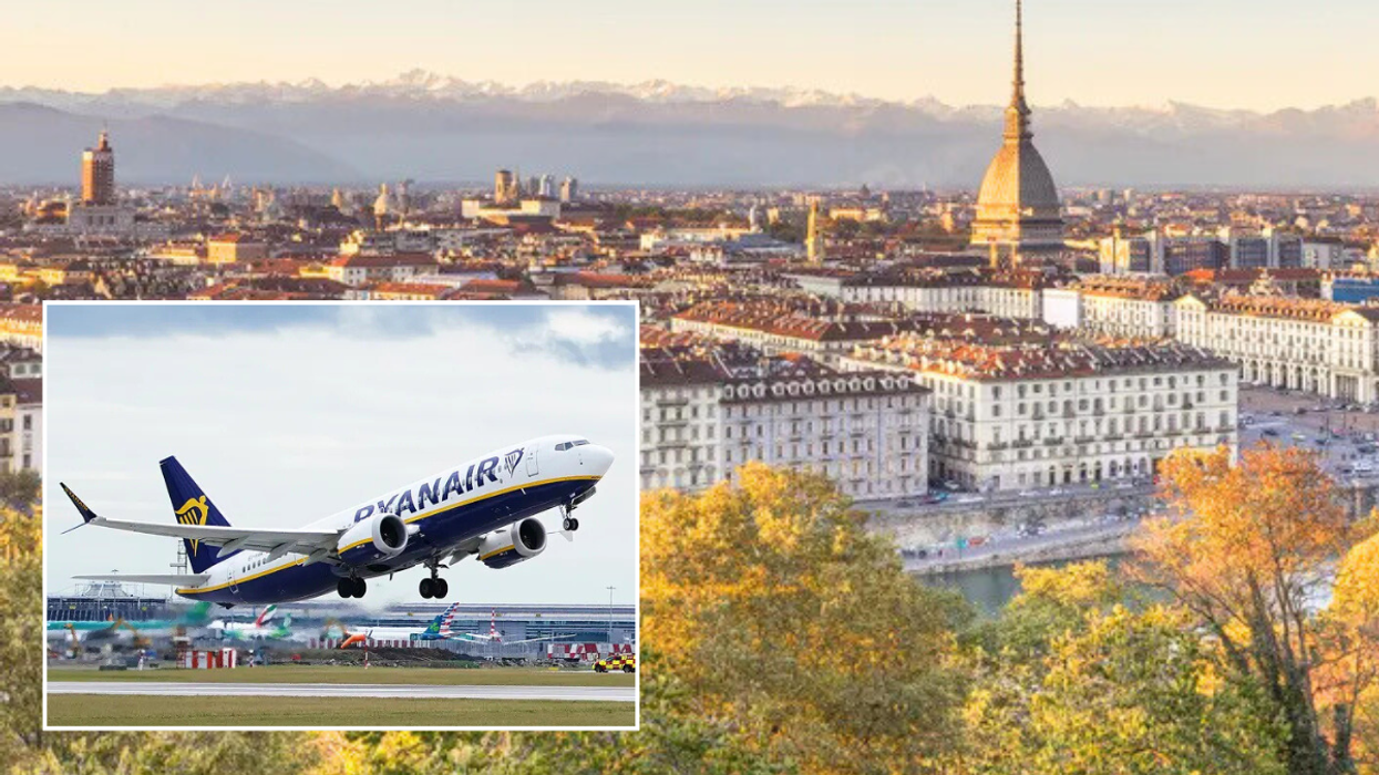 Turin in Italy / Ryanair plane