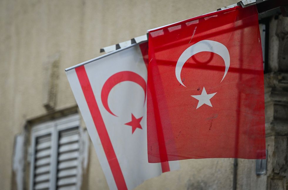 Turkish Cypriot and Turkish flags