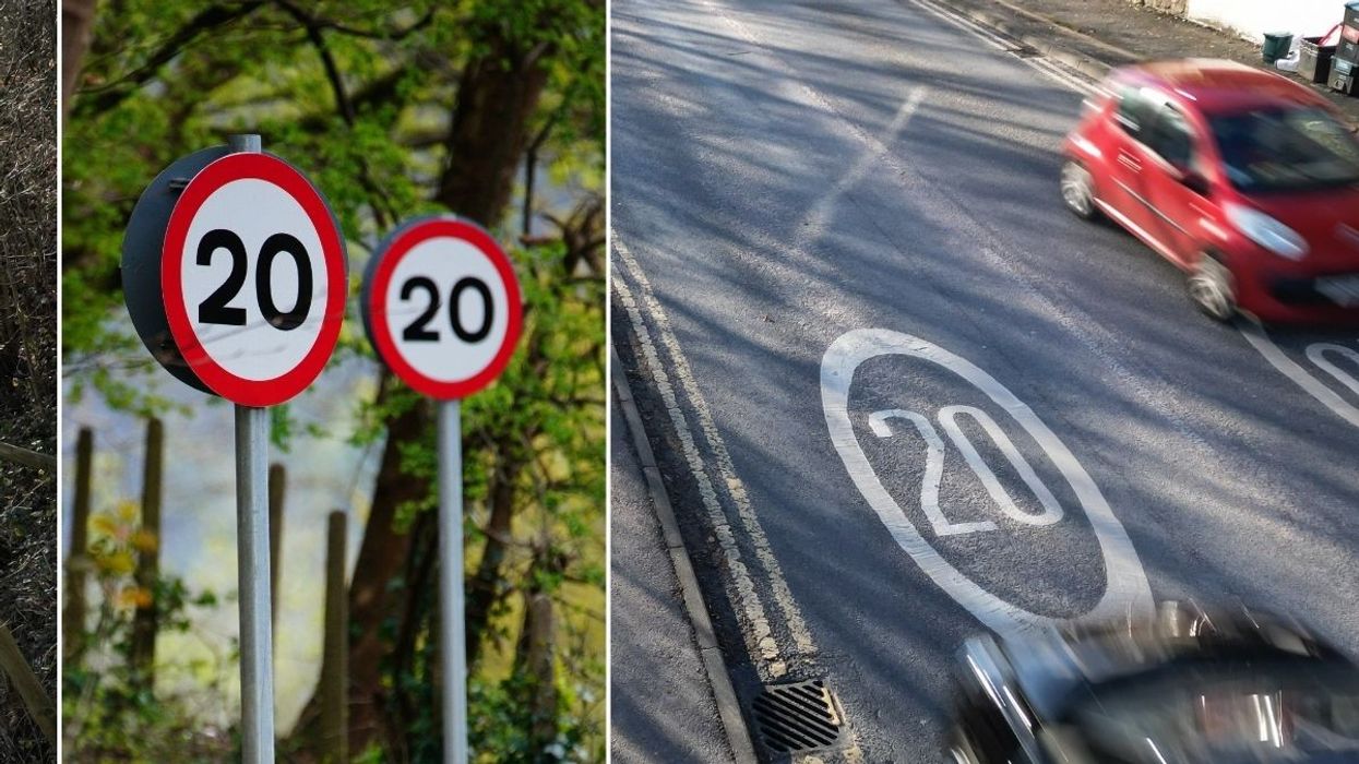 Two 20mph speed limit signs and a 20mph road