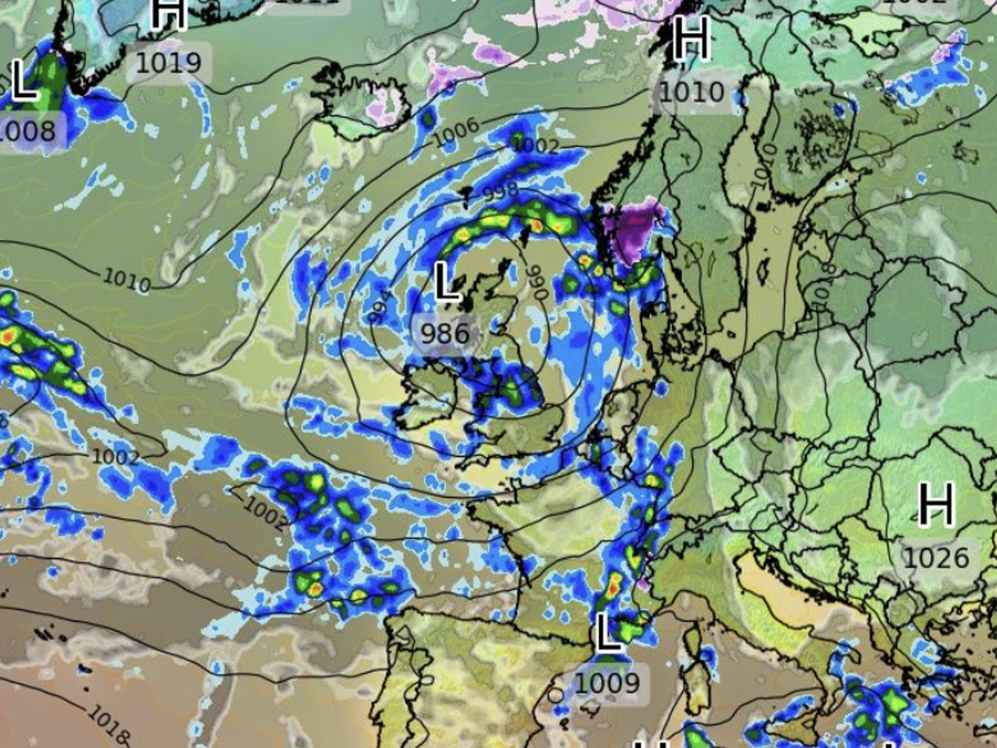 Two cyclonic lows en route to Britain
