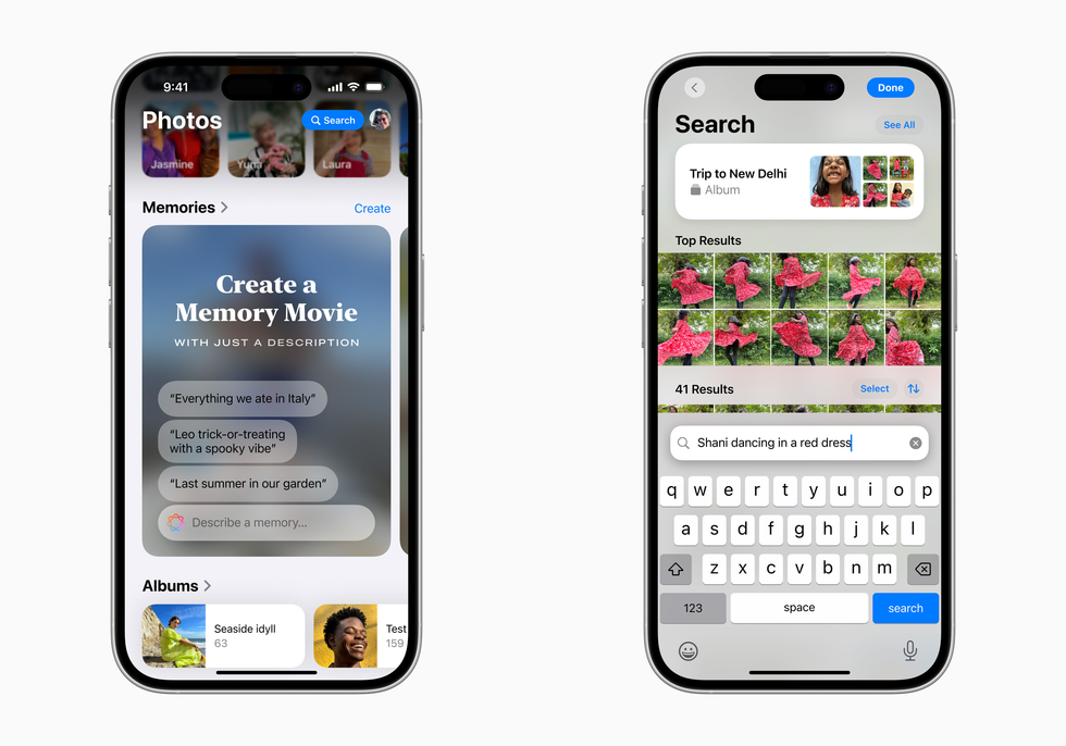 two iphone hardware side by side showing different aspects of apple intelligence