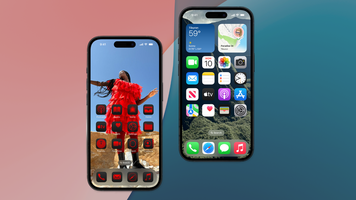 two iphone models pictured side by side with ios 18