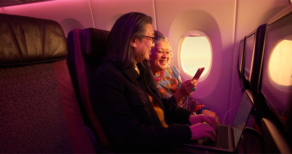 Two people on Virgin Atlantic plane