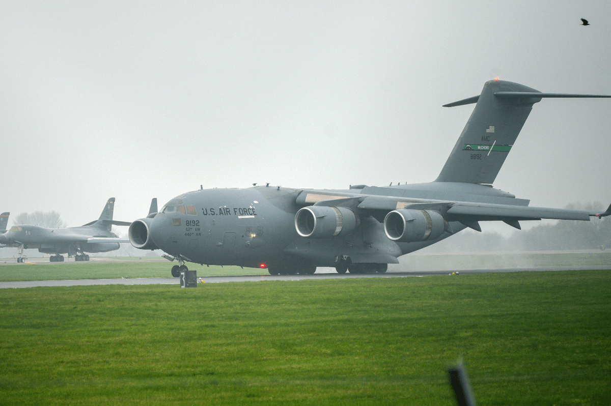 Two US Air Force Boeing C-17 Globemasters at RAF Fairford