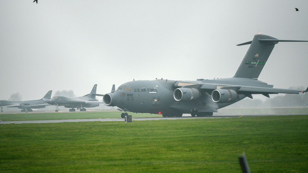 Two US Air Force Boeing C-17 Globemasters at RAF Fairford
