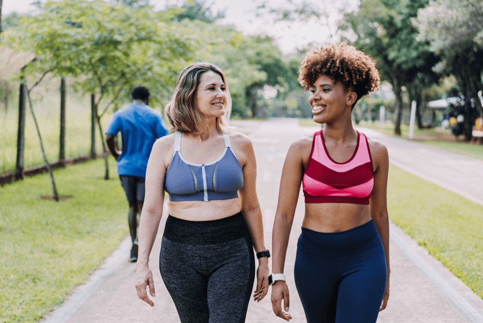 Two women walking