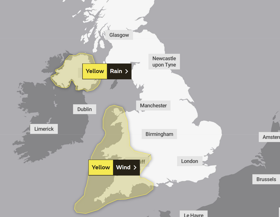 Two yellow weather warnings have been issued today