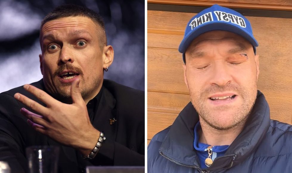 Tyson Fury is sporting a huge cut above his eye