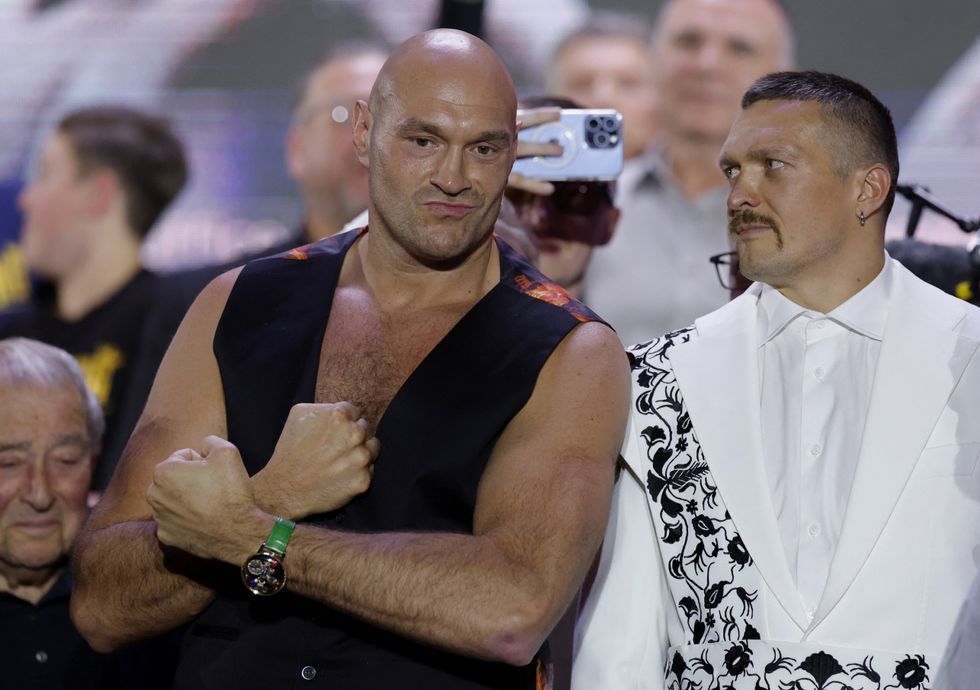 Tyson Fury's cut is still visible on his face