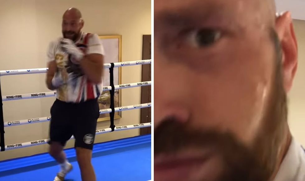 Tyson Fury showed off his slim figure on the short clip