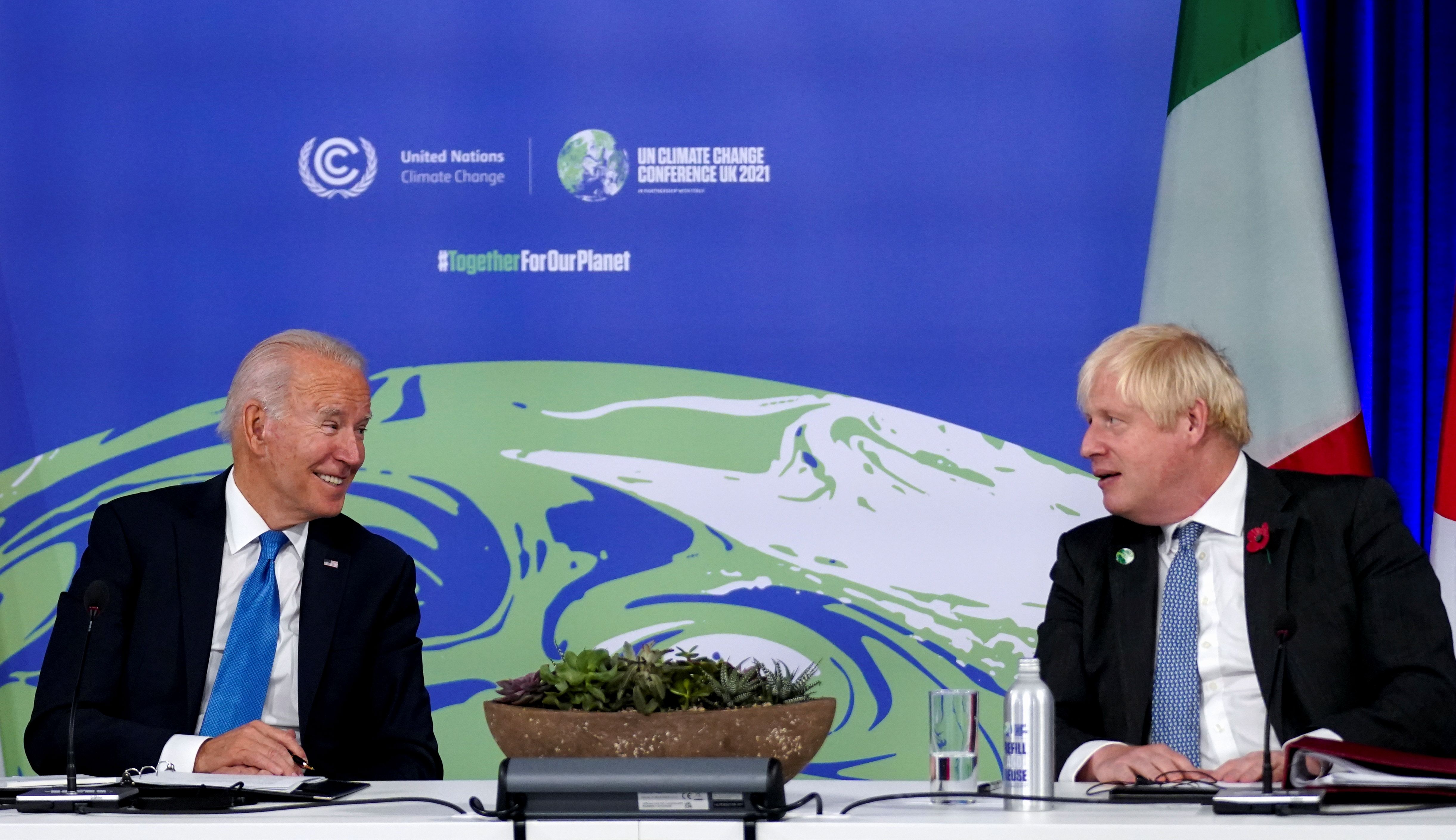 U.S. President Joe Biden and Boris Johnson at COP26.