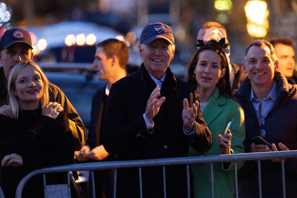U.S. President Joe Biden attends a Christmas Tree lighting ceremony with family members,