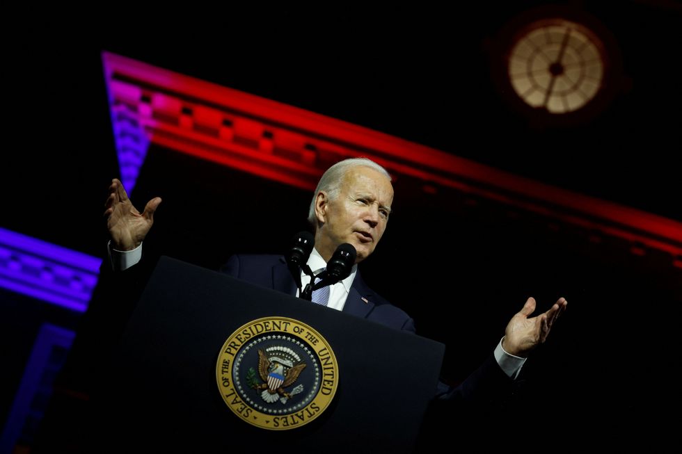 U.S. President Joe Biden delivers remarks on what he calls the %22continued battle for the Soul of the Nation%22 in front of Independence Hall at Independence National Historical Park, Philadelphia, U.S., September 1, 2022. REUTERS/Jonathan Ernst