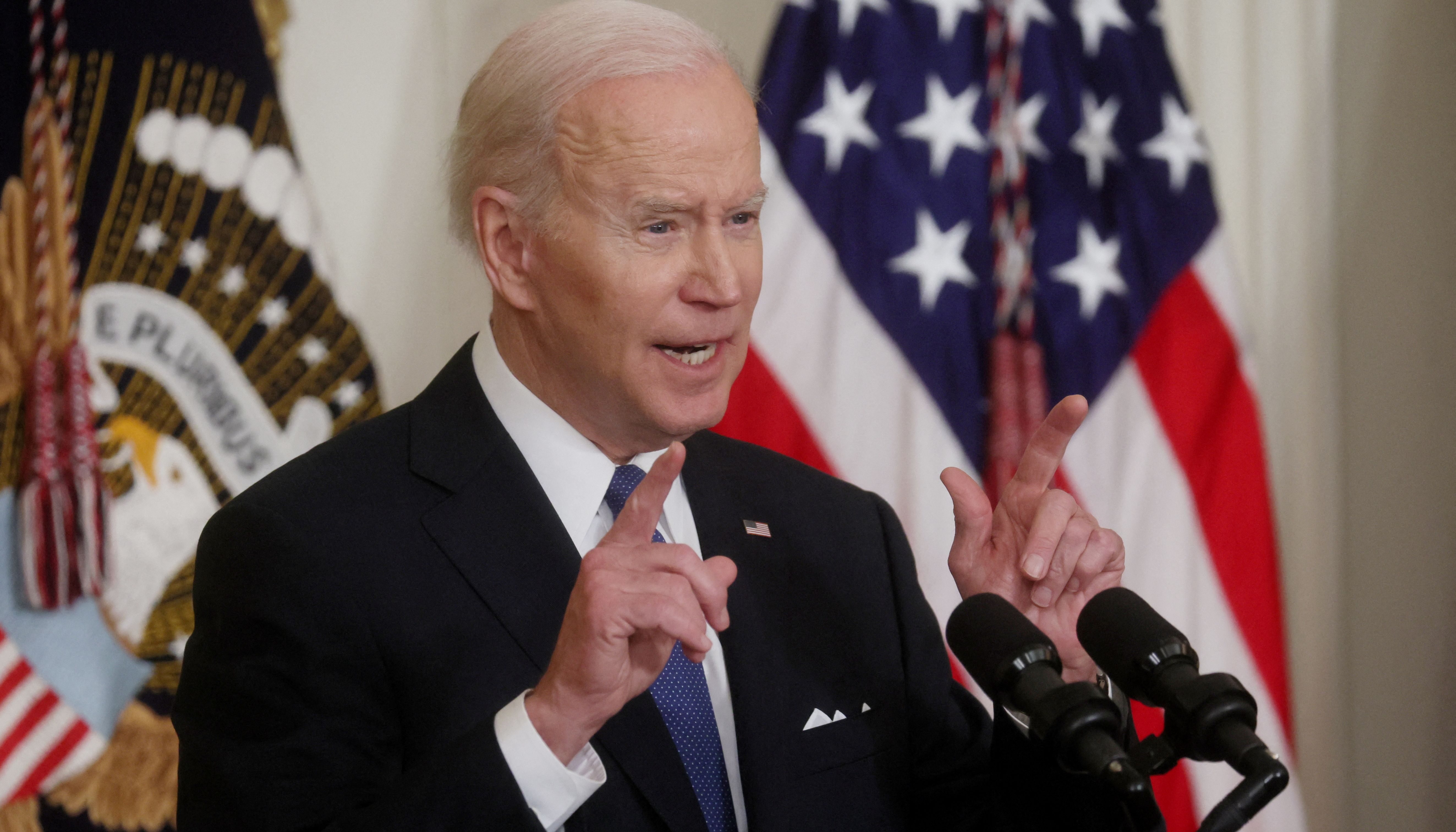 U.S. President Joe Biden speaks about the Affordable Care Act and Medicaid at the White House in Washington, U.S., April 5, 2022. REUTERS/Leah Millis
