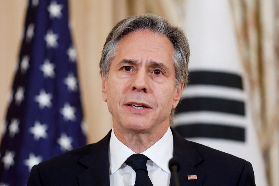 U.S. Secretary of State Antony Blinken speaks as he attends the signing ceremony of a memorandum of understanding and joint news conference with South Korean Foreign Minister Park Jin, at the State Department in Washington, U.S. February 3, 2023. REUTERS/Jonathan Ernst
