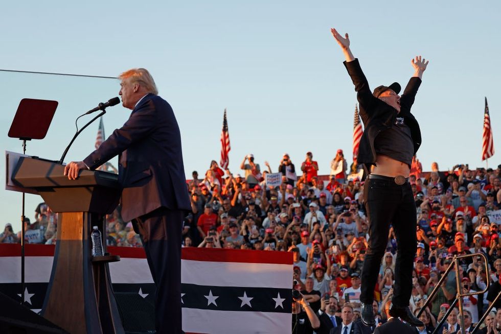 \u200b: Elon Musk leaps on stage with Republican presidential nominee, former President Donald Trump