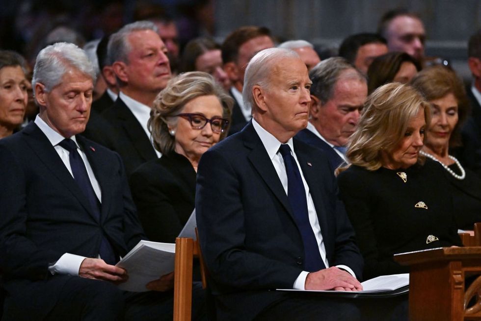\u200b:Former President Bill Clinton, former Secretary of State Hillary Clinton, President Joe Biden and First Lady Jill Biden
