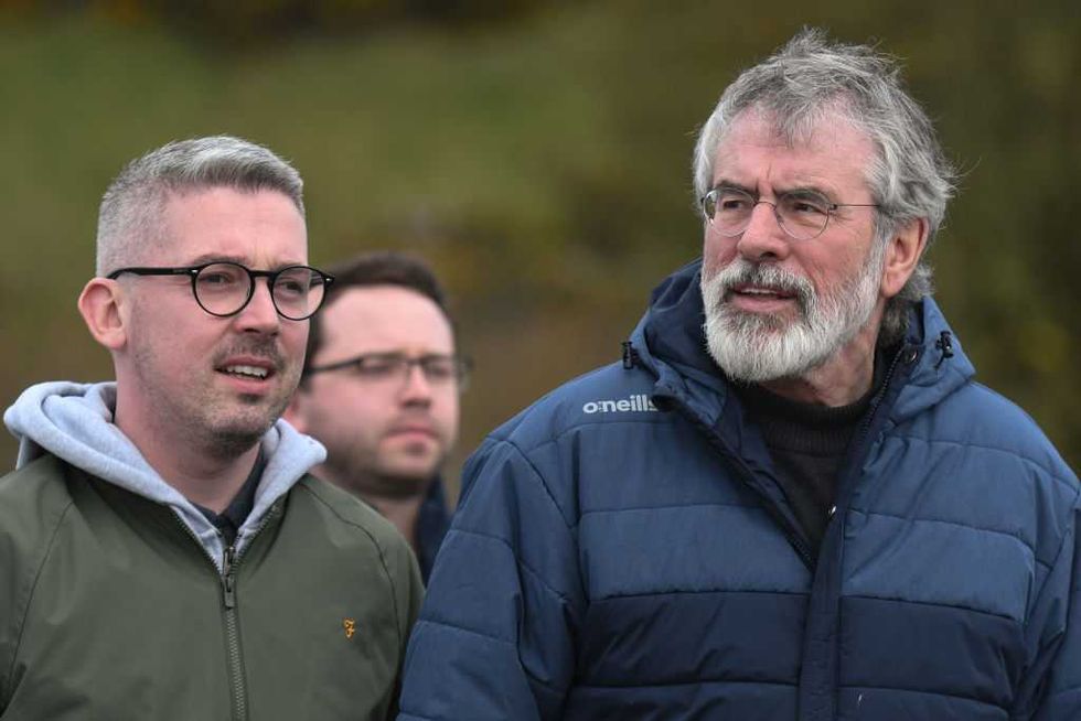 \u200b Niall \u00d3 Donnghaile, pictured with former Sinn F\u00e9in leader Gerry Adams