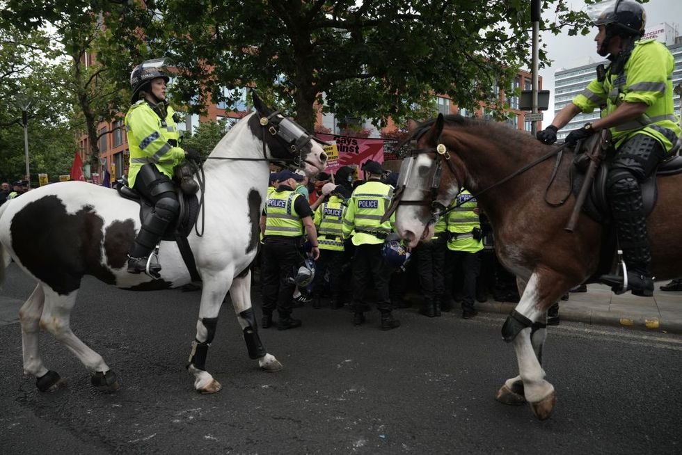 \u200b Police on horse back patrol