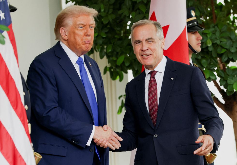 \u200b President Donald Trump welcomes Canada's Prime Minister Mark Carney