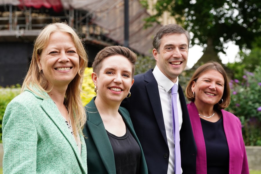 \u200b Sian Berry (MP for Brighton Pavilion), party co-leader Carla Denyer (MP for Bristol Central), party co-leader Adrian Ramsay (MP for Waveney Valley) and Ellie Chowns