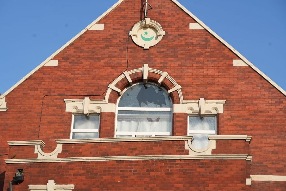 \u200b The window of a Mosque is damaged in Southport