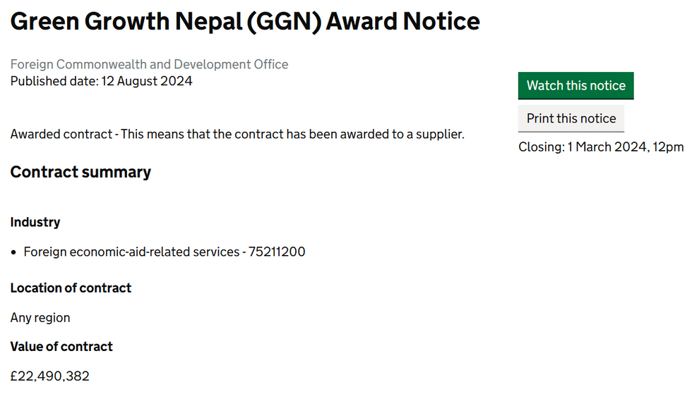 \u200b\u200b\u200bThe Foreign Office contract that spent \u00a322 million of taxpayer money on green growth in Nepal