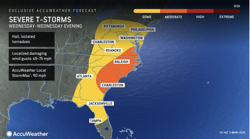 \u200b\u200bAccuWeather map show severe T-storms looming