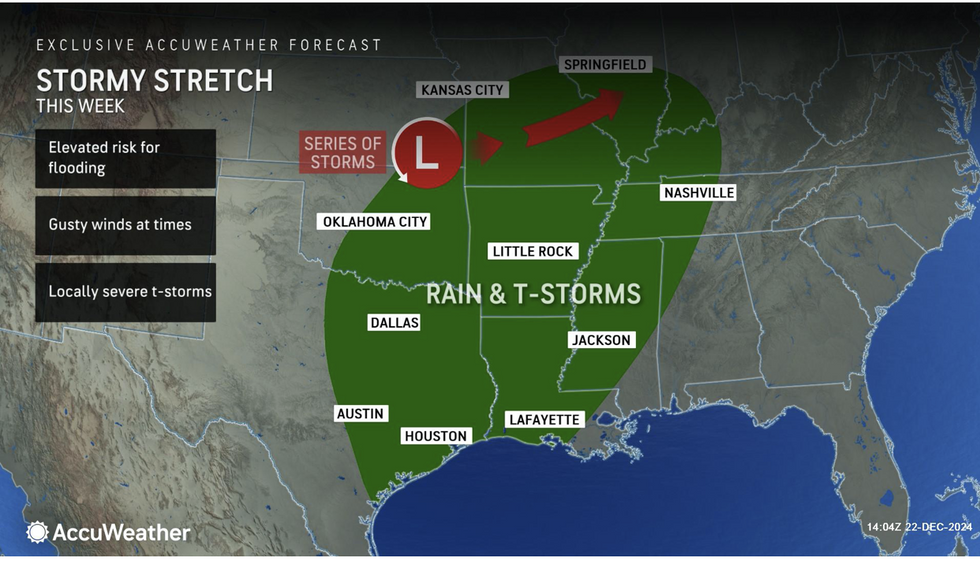 \u200b\u200bAccuWeather map shows a stormy stretch set to return to US