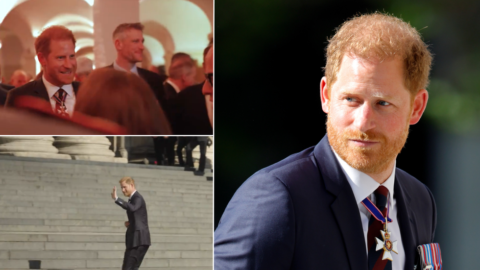 \u200b\u200bPrince Harry arriving at St Paul's Cathedral on May 8 for the service/Footage from video