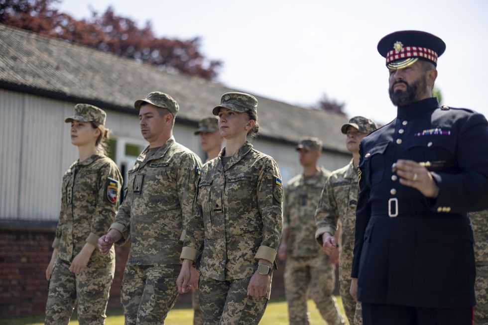 \u200b\u200bUkrainian troops marching in rehearsal of VE Day 80 parade